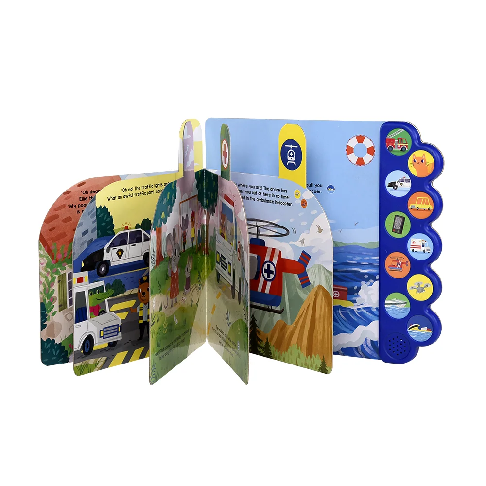Interactive 10-button sound book for toddlers with art-paper printing