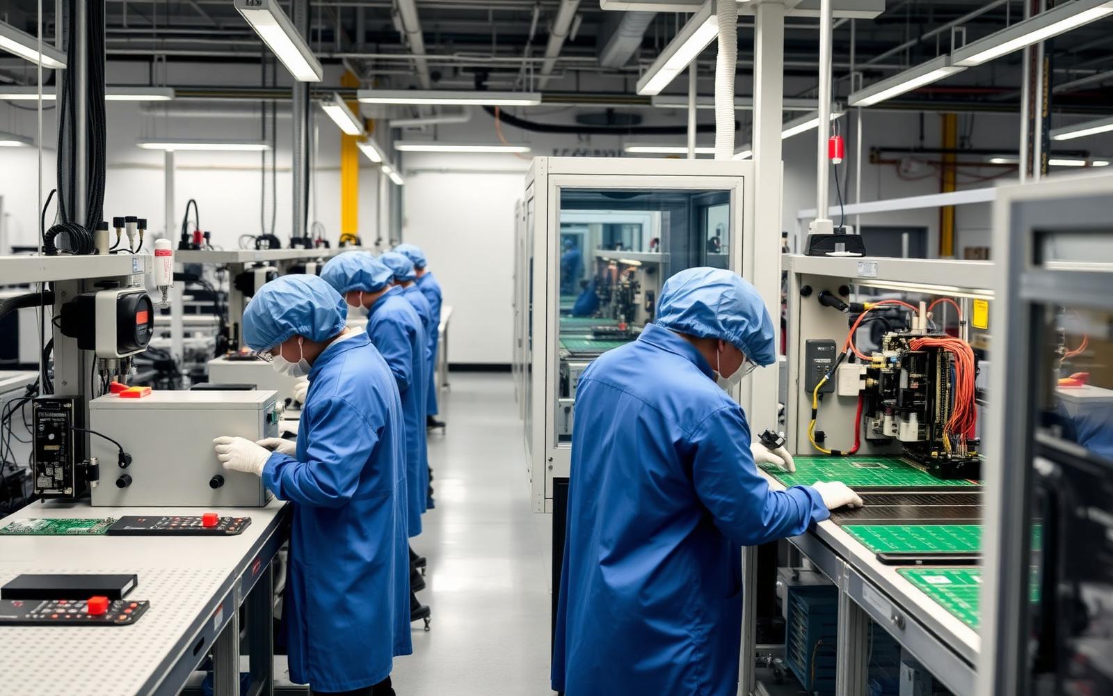 Automated SMT PCB assembly line at the NextonToy factory