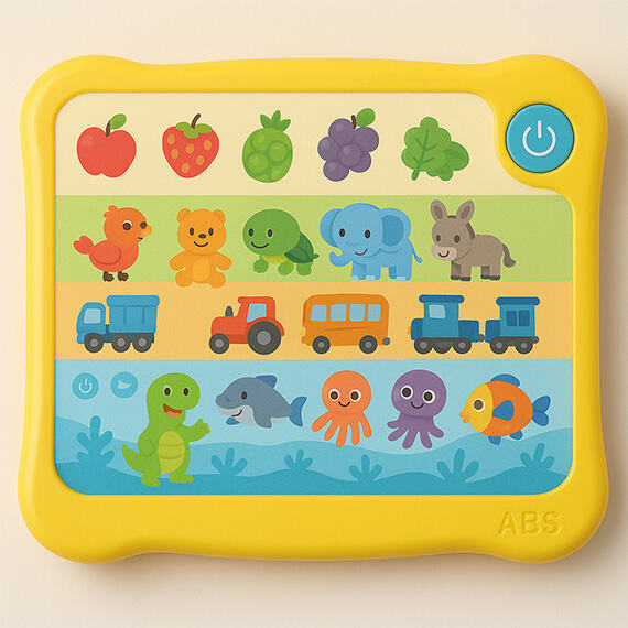 Children's interactive learning tablet with colorful keypad