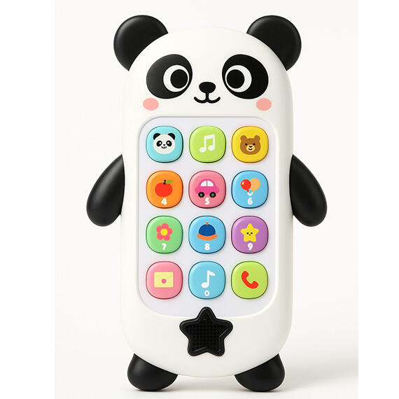 Panda-shaped early-learning audio toy phone with light-up buttons
